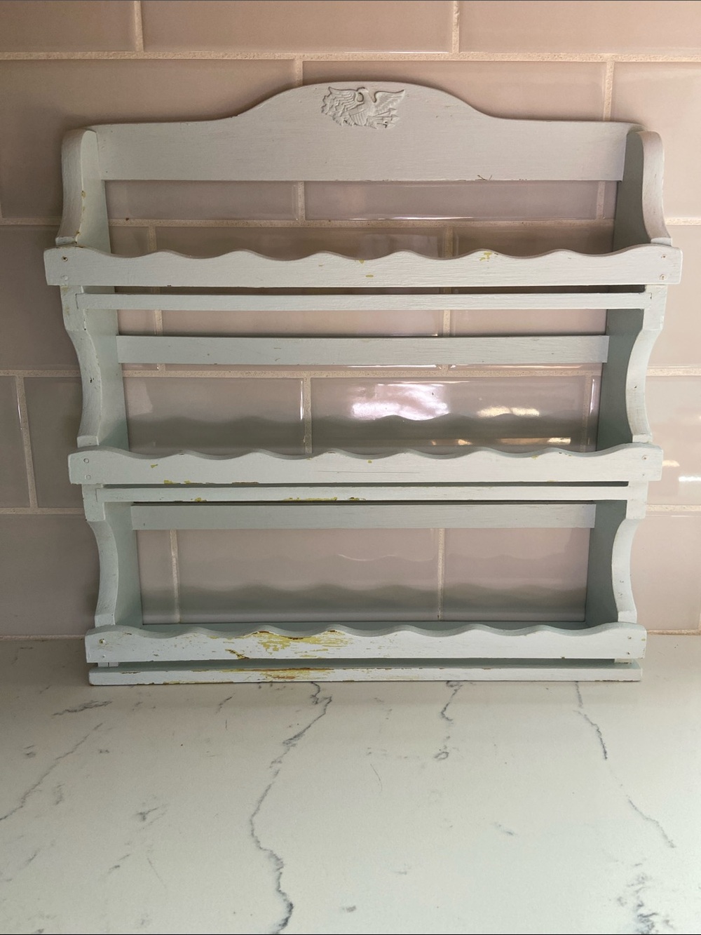 Vintage 1940s Wooden Wall Spice Rack 3 Tier Farmhouse Cottage Kitchen Shelf - Picture 13 of 13